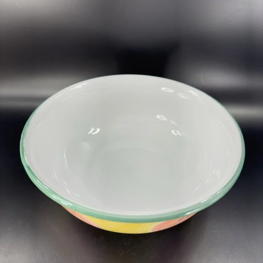 Pottery Barn Sunnyside Dish Bowl Large Tomatoes Check Pattern Ceramic Made Italy